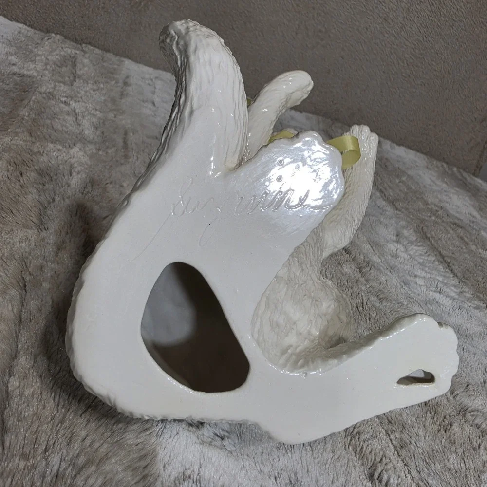 Vintage 1986 Scioto Ceramic Cats Figurine Set of 2 White Shelf Sitter Playful